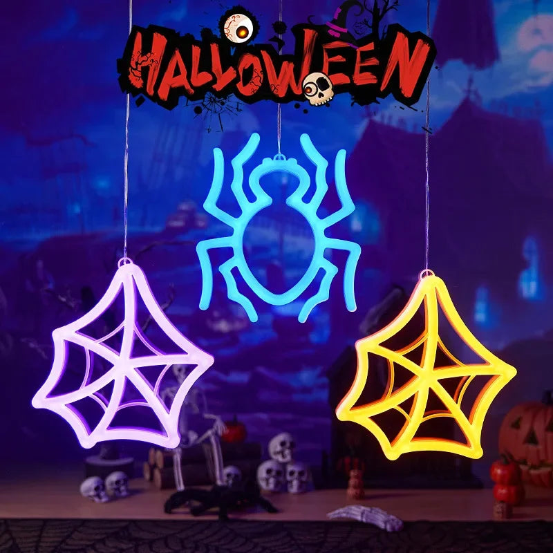 Halloween Fenster Lichter, Home Indoor LED Kürbis Spinne Geist, LED Decor Lampe 2024, Halloween Party, Hängende Dekoration, Kinder Gefälligkeiten