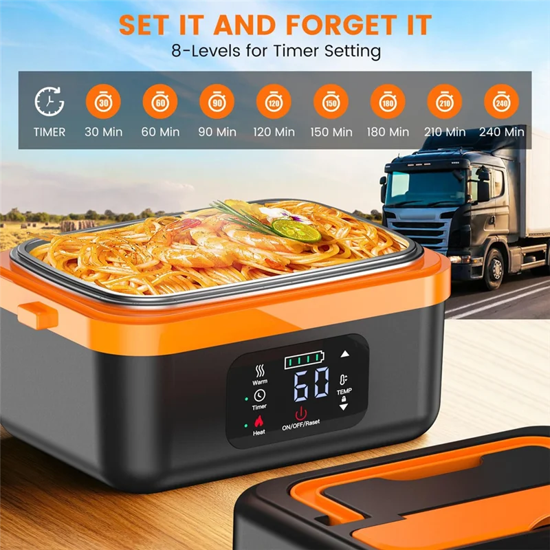 A07R Cordless Electric Lunch Box With 16000Mah Battery Rechargeable Self-Heating Food Warmer For Work/Travel Car/Office Us Plug