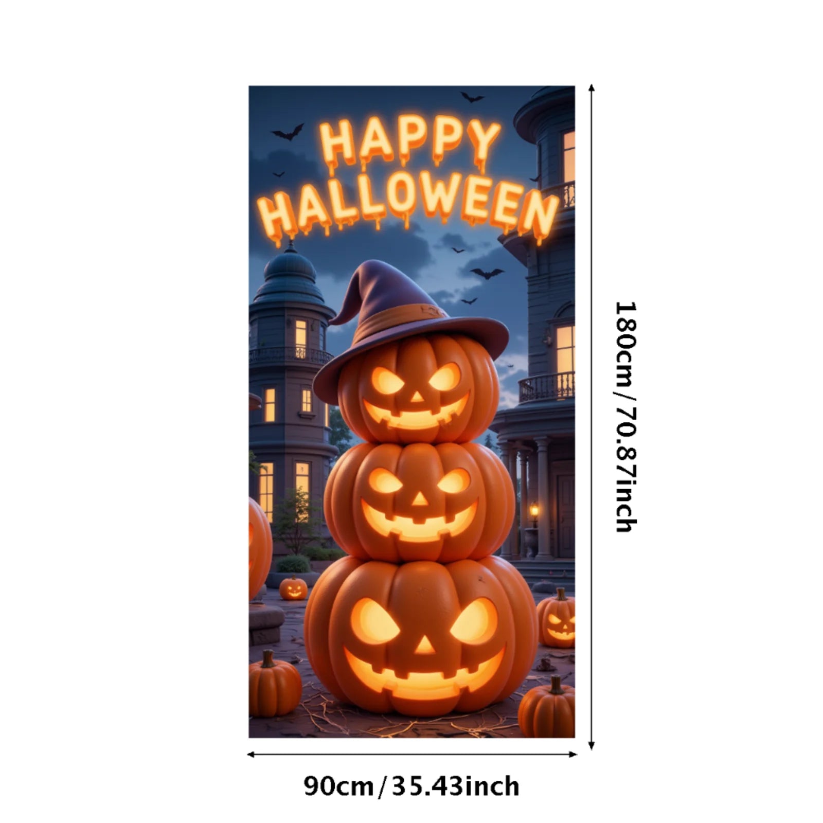 Event-Banner, bunter Druck, Kürbis-Laternen-Banner, Kürbis-Banner, Halloween-Party, Feiertagsfeier, gruselige Tür-Banner-Abdeckung