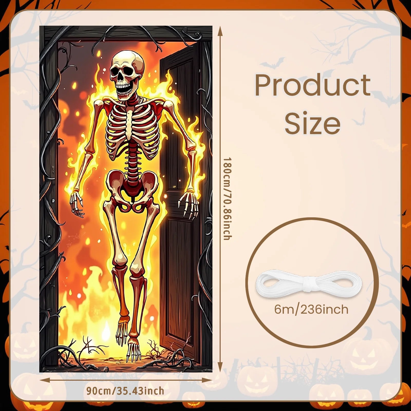 Event-Banner, bunter Druck, Kürbis-Laternen-Banner, Kürbis-Banner, Halloween-Party, Feiertagsfeier, gruselige Tür-Banner-Abdeckung