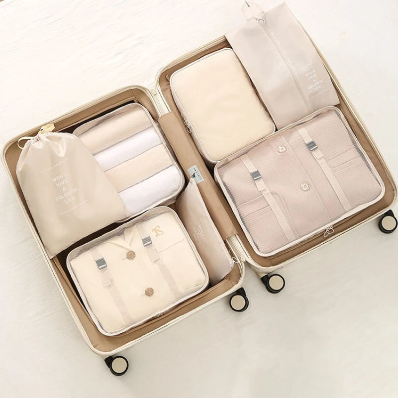7 Teile/Satz Reise Tasche, Reise Gepäck Organizer Taschen, Kulturbeutel für Schuh/ Kleidung und Unterwäsche Sortierung Tasche