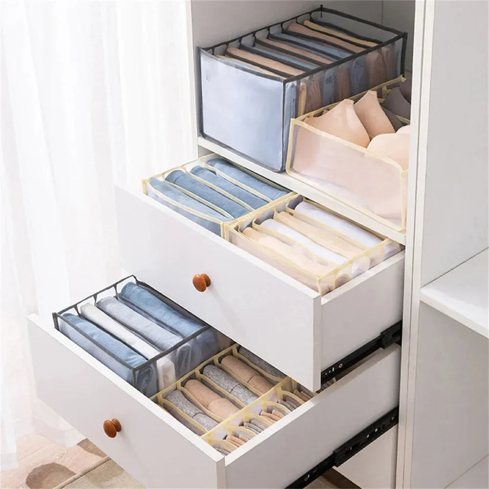 Kleider-Organizer, Jeans- und Hosen-Aufbewahrungsbox, Kleiderschrank-Schubladen-Organizer für Unterwäsche, BHs, Krawatten, T-Shirts und Socken, Organisationssystem