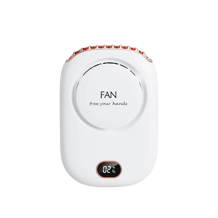 Mini ventilateur de cou portable à suspendre, sans pales, rechargeable par USB, idéal pour les sports de plein air et les voyages.