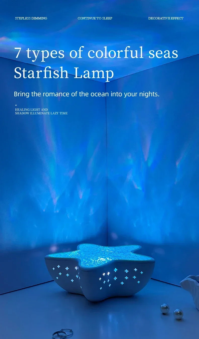 Seestern LED Tisch Lampe Aurora Projektor Lampe Starry Sky Nordlicht Nacht Lampen Schlafzimmer Dekoration Atmosphäre Nacht Licht