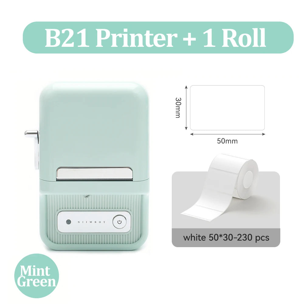 Niimbot B21- Kabelloser tintenloser Etikettendrucker, Barcode-Etikettendrucker, Druckpapier, Aufkleber Maschine 20 mm - 50 mm