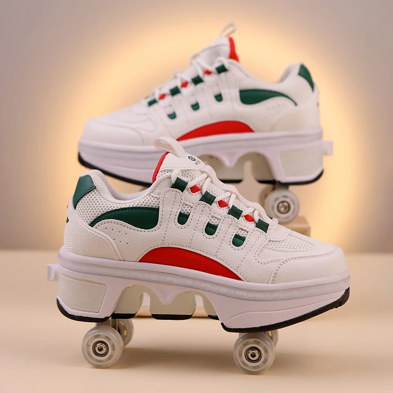 Kinder-Rollschuhe mit ausziehbarer Vierradunterstützung