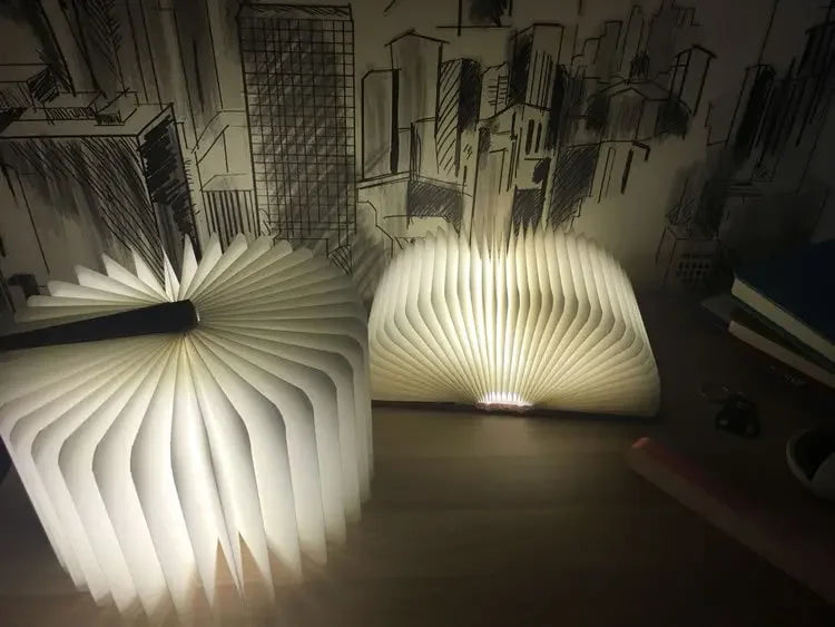 3D Holz Faltbare LED Buch Nachtlicht 3 / 5 Beleuchtung Farben 5V