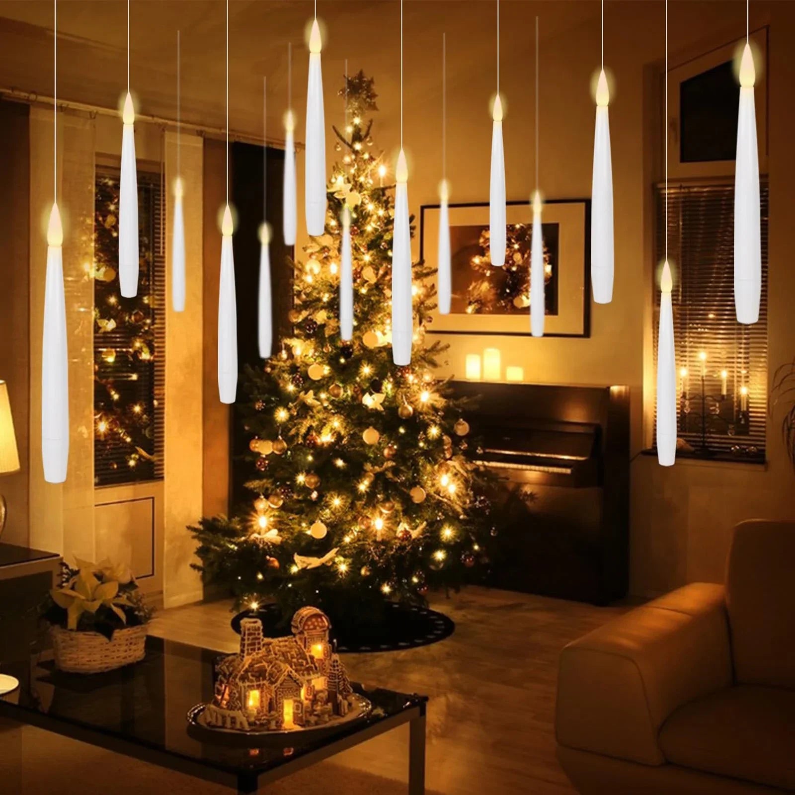 10–200 Stück schwimmende Kerzen mit Zauberstab, flackerndes warmes Licht, LED-flammenlose Kerzen, Stabkerzen für Weihnachten/Hochzeit/Party