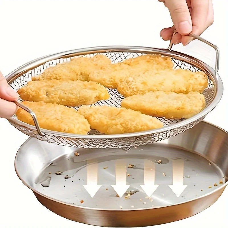 Filterschale aus Edelstahl, wiederverwendbarer runder Netzkorb, zum Braten, Grillen, Küchensieb, Wasserfilterkorb für Obst und Gemüse