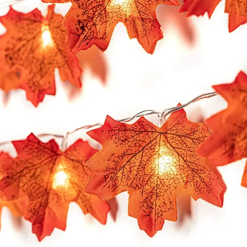 2/3/6M Halloween LED Lichterkette, Künstliche Ahornblatt Laternengirlande, Halloween Weihnachten Thanksgiving Day Heimdekorationen