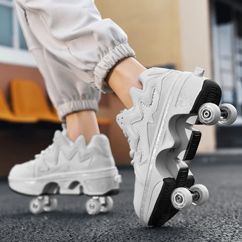 Kinder-Rollschuhe mit Allradbremsen, neue Leder-Rollerblades für Kinder