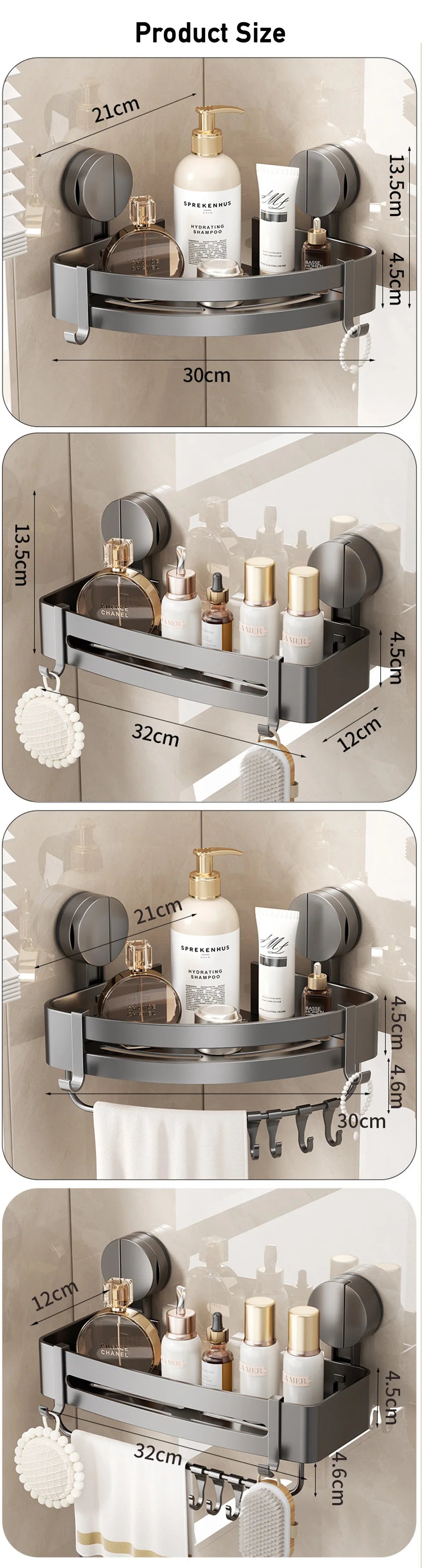 Badezimmer-Ecklagerregal, Saugnapf, Halterung an der Wand, Dusch-Caddy-Box, abnehmbares Badezimmer, Küche, Toilette, Organizer-Rack