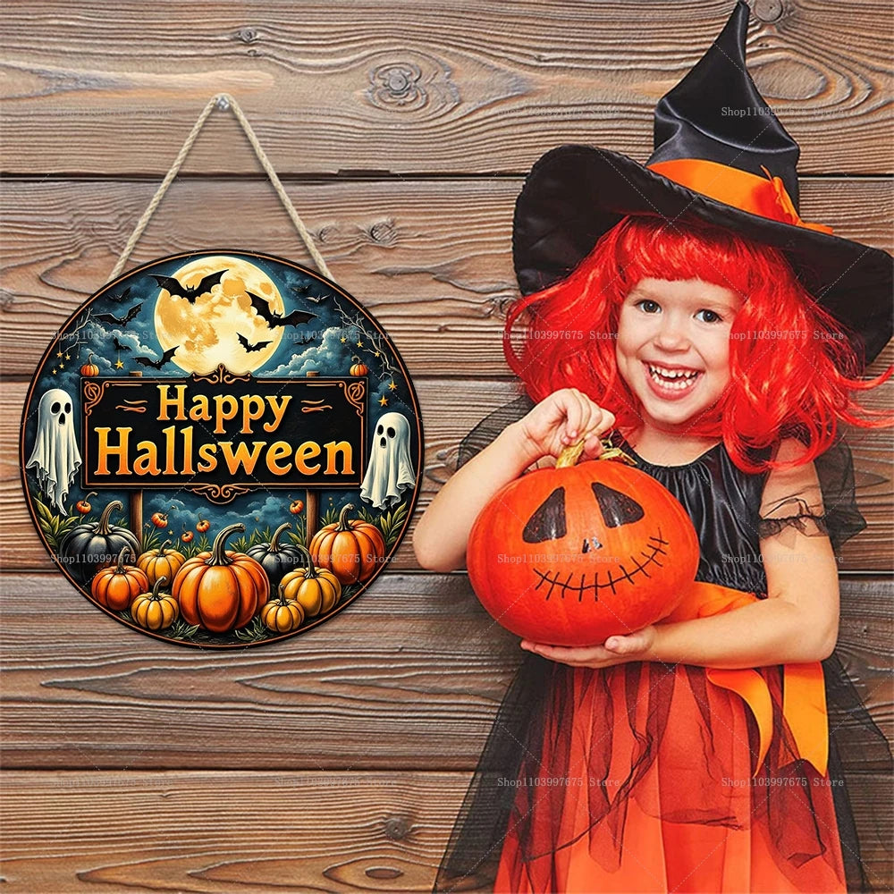 2D-Halloween-Party-Dekoration, Holzschild, Kürbis, Geist, Fledermaus, Trick oder Treat, Wandbehang, Schild für Haustür, Heimdekoration, Kindergeschenke