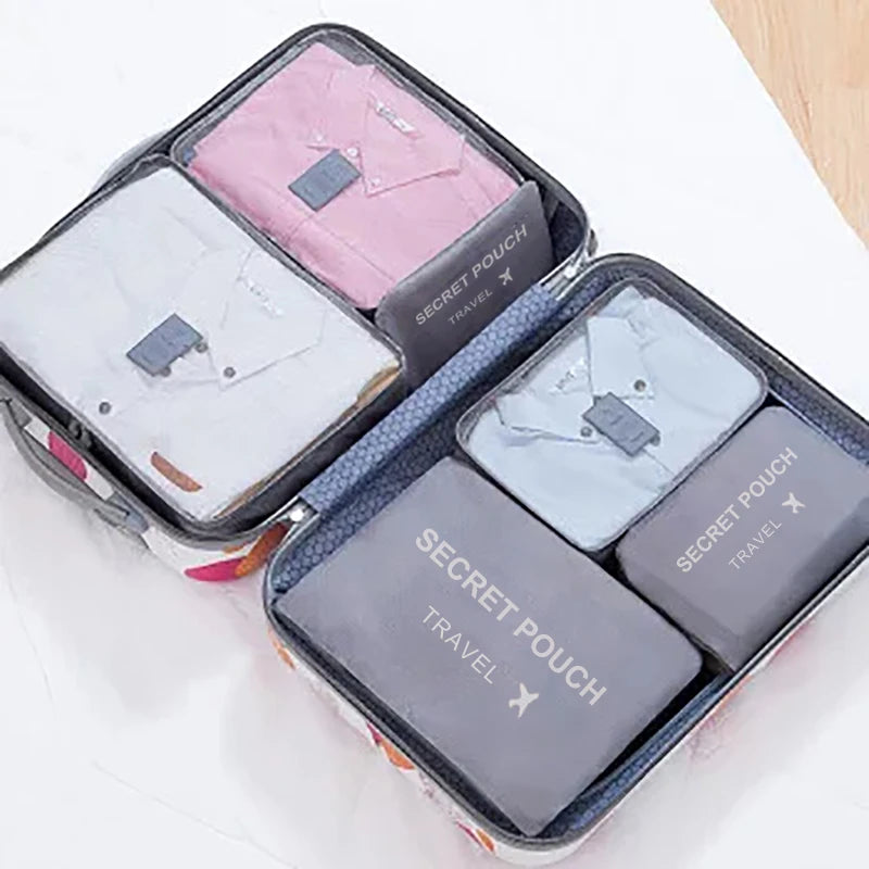6 Teile/Satz, Rosa/Blau/Grau Reise Tasche, Große Kapazität, Wasserdichte Gepäck, Kleidung/ Unterwäsche Tasche, Tasche mit Zipper