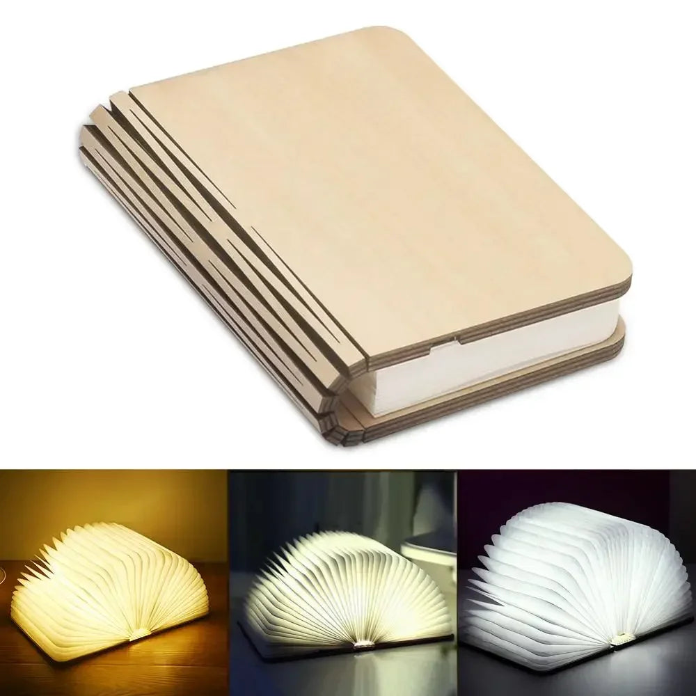 3D Holz Faltbare LED Buch Nachtlicht 3 / 5 Beleuchtung Farben 5V