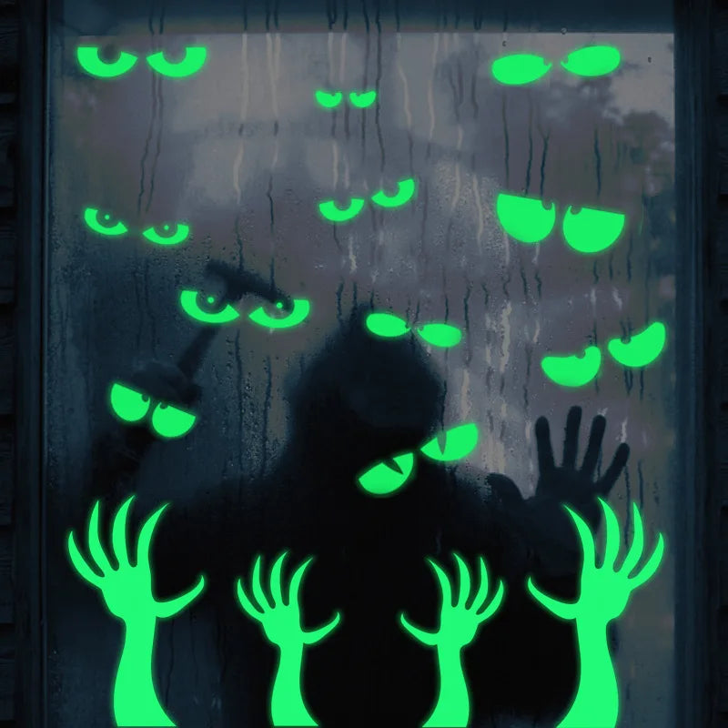 Halloween Aufkleber, Leuchtende Augen Geist, Party Dekoration Aufkleber, Fluoreszierende Horror Wand Aufkleber, Urlaub Party Zimmer Dekoration