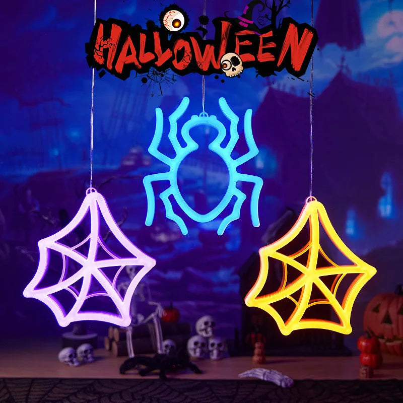 Halloween Fenster Lichter, Home Indoor LED Kürbis Spinne Geist, LED Decor Lampe 2024, Halloween Party, Hängende Dekoration, Kinder Gefälligkeiten