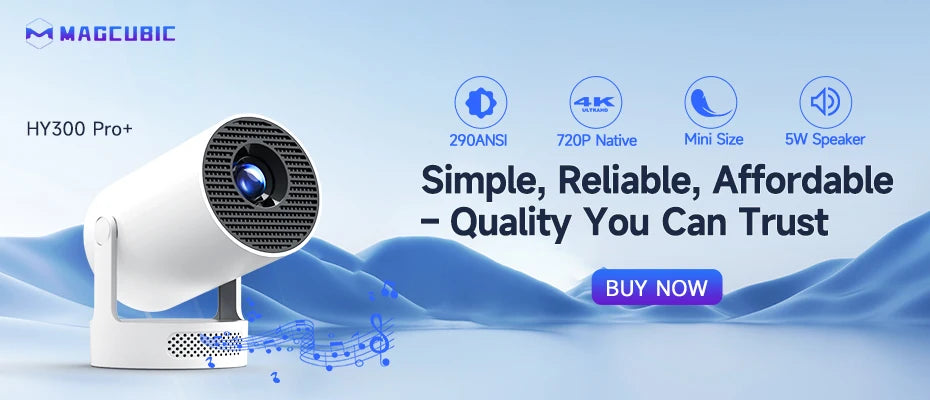 Projecteur Magcubic HY300 PRO 4K Android 11 Dual Wifi6 290ANSI Allwinner H713 BT5.0 1080P 1280*720P Home Cinéma Projecteur extérieur