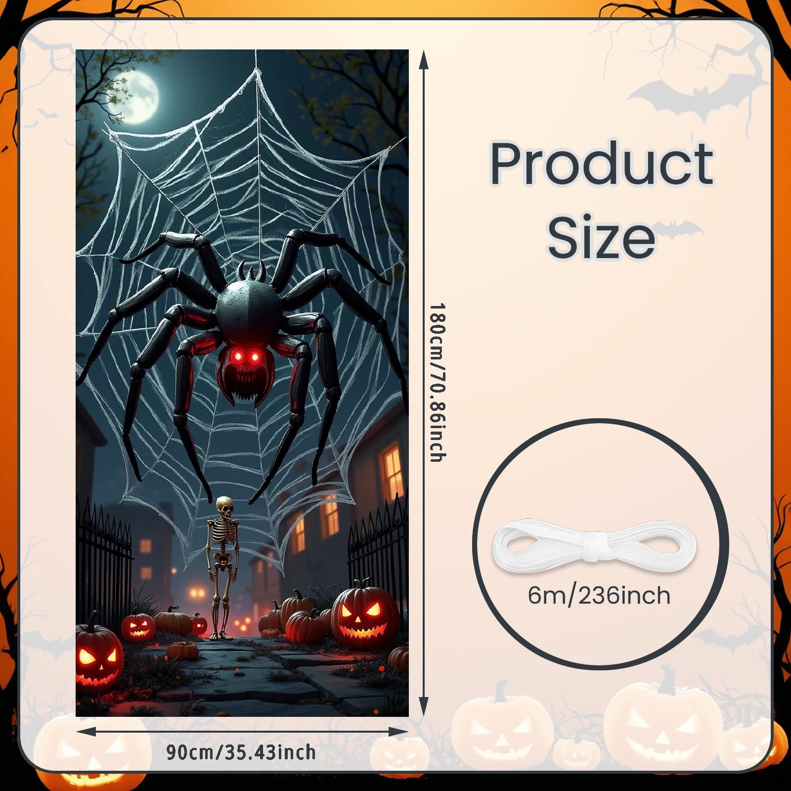 Event-Banner, bunter Druck, Kürbis-Laternen-Banner, Kürbis-Banner, Halloween-Party, Feiertagsfeier, gruselige Tür-Banner-Abdeckung