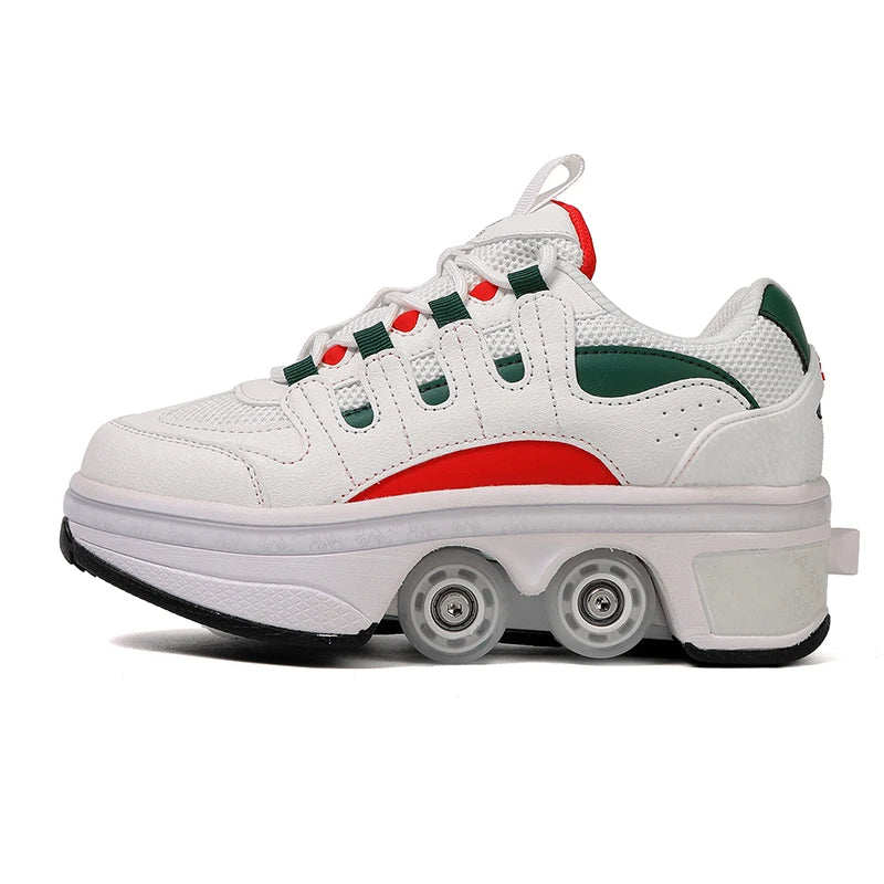 Kinder-Rollschuhe mit ausziehbarer Vierradunterstützung