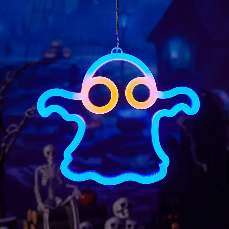 Halloween Fenster Lichter, Home Indoor LED Kürbis Spinne Geist, LED Decor Lampe 2024, Halloween Party, Hängende Dekoration, Kinder Gefälligkeiten