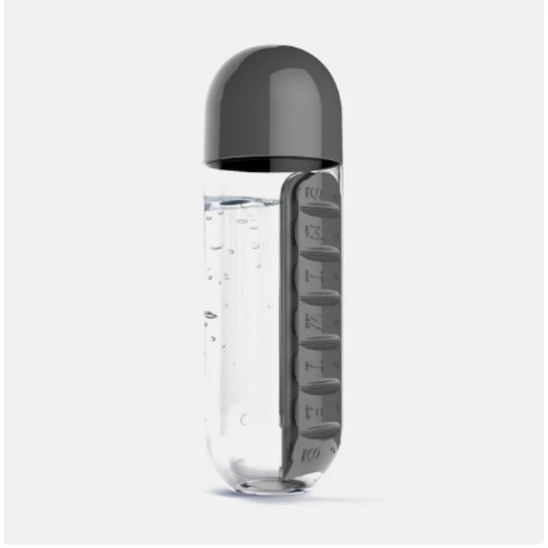 2 in 1, 600 ml 7 Fächer Medizinbox Wasserbecher