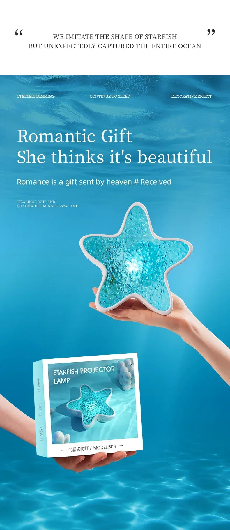 Seestern LED Tisch Lampe Aurora Projektor Lampe Starry Sky Nordlicht Nacht Lampen Schlafzimmer Dekoration Atmosphäre Nacht Licht