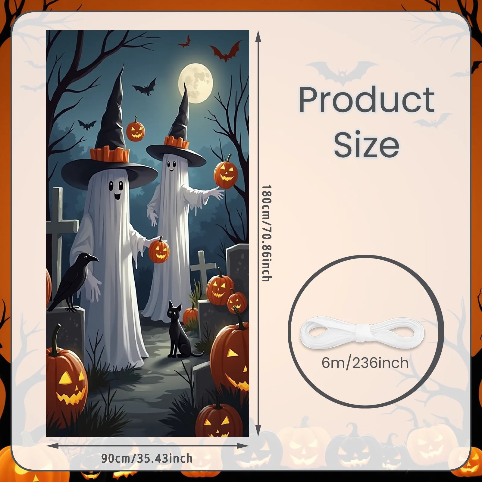 Event-Banner, bunter Druck, Kürbis-Laternen-Banner, Kürbis-Banner, Halloween-Party, Feiertagsfeier, gruselige Tür-Banner-Abdeckung
