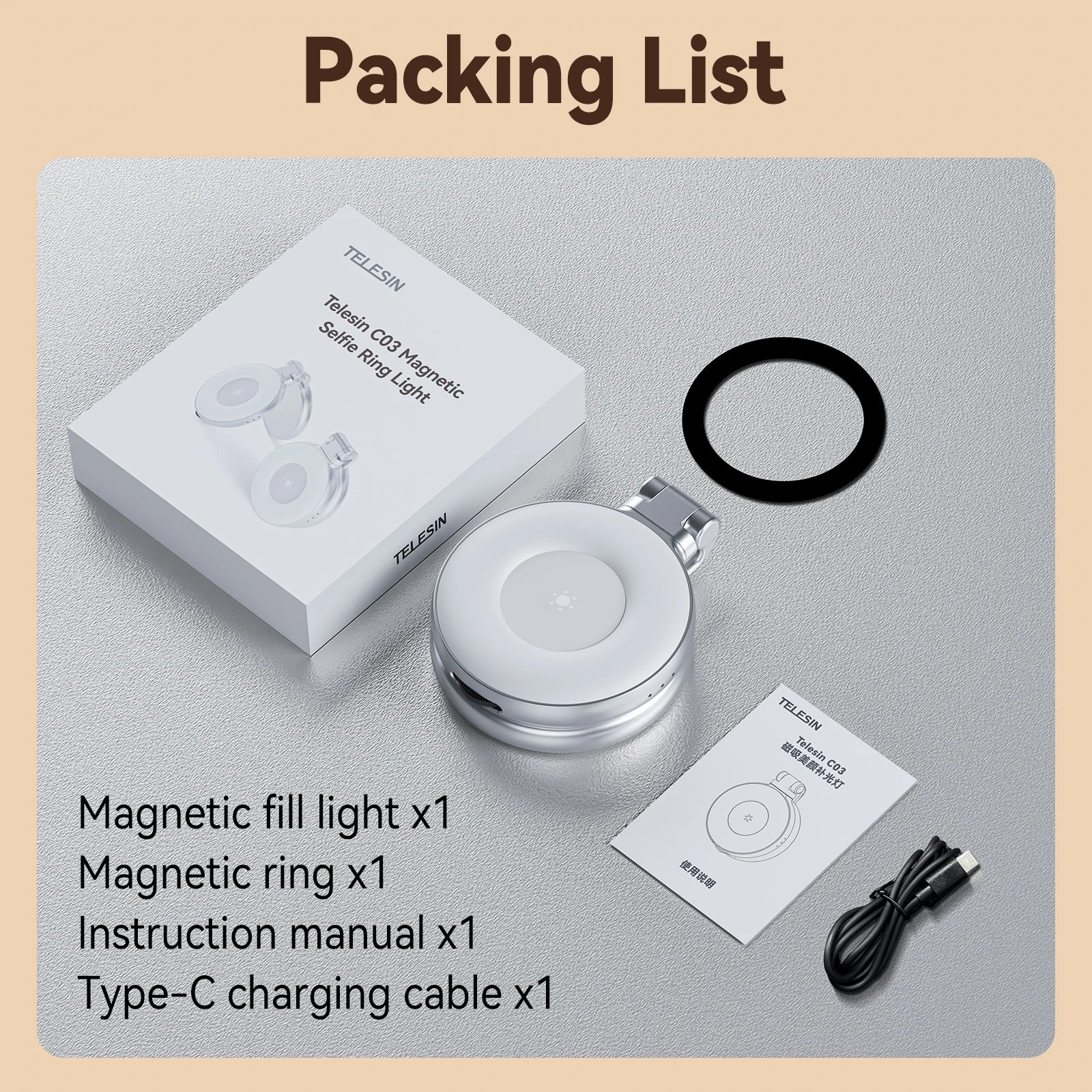 TELESIN- Smartphone Magnetisches Fülllicht, Mini-Selfie-Licht