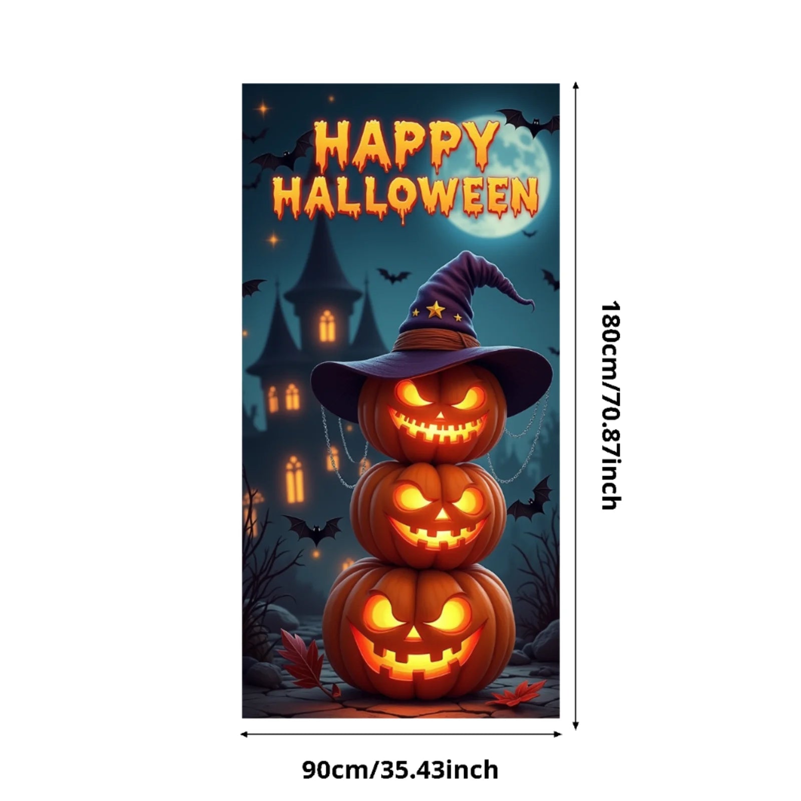 Event-Banner, bunter Druck, Kürbis-Laternen-Banner, Kürbis-Banner, Halloween-Party, Feiertagsfeier, gruselige Tür-Banner-Abdeckung