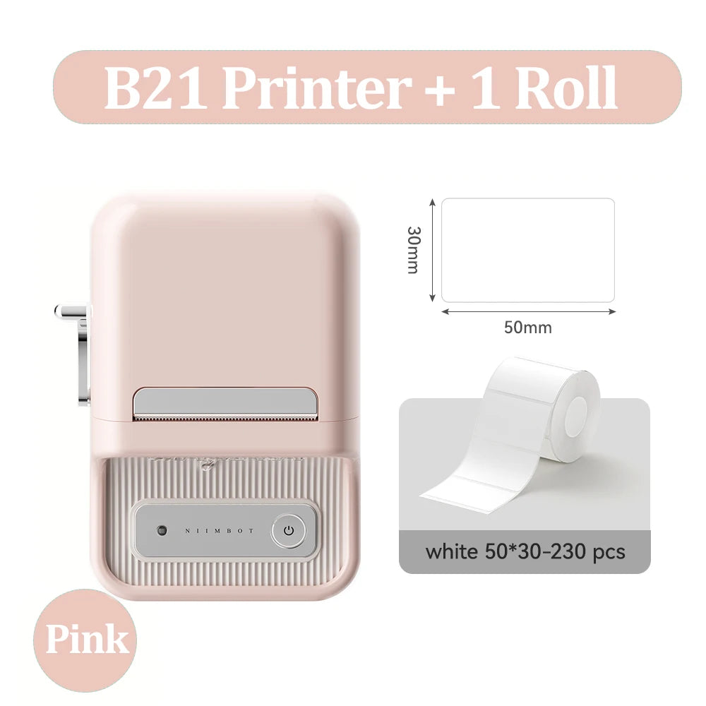 Niimbot B21- Kabelloser tintenloser Etikettendrucker, Barcode-Etikettendrucker, Druckpapier, Aufkleber Maschine 20 mm - 50 mm