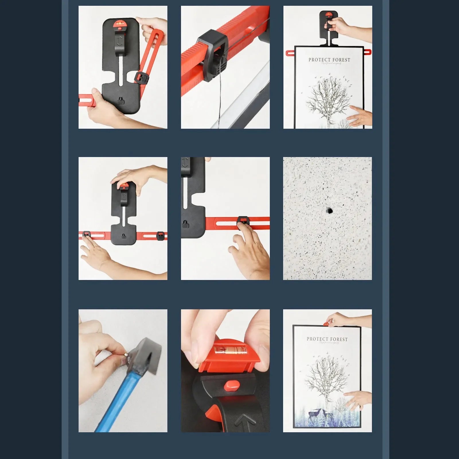 Bilderaufhänger-Werkzeug, Bilderaufhänger-Werkzeug, Fotorahmen, hängendes Nivellierwerkzeug mit Wasserwaage für die Dekoration, Werkzeug zum Nivellieren von Bildern