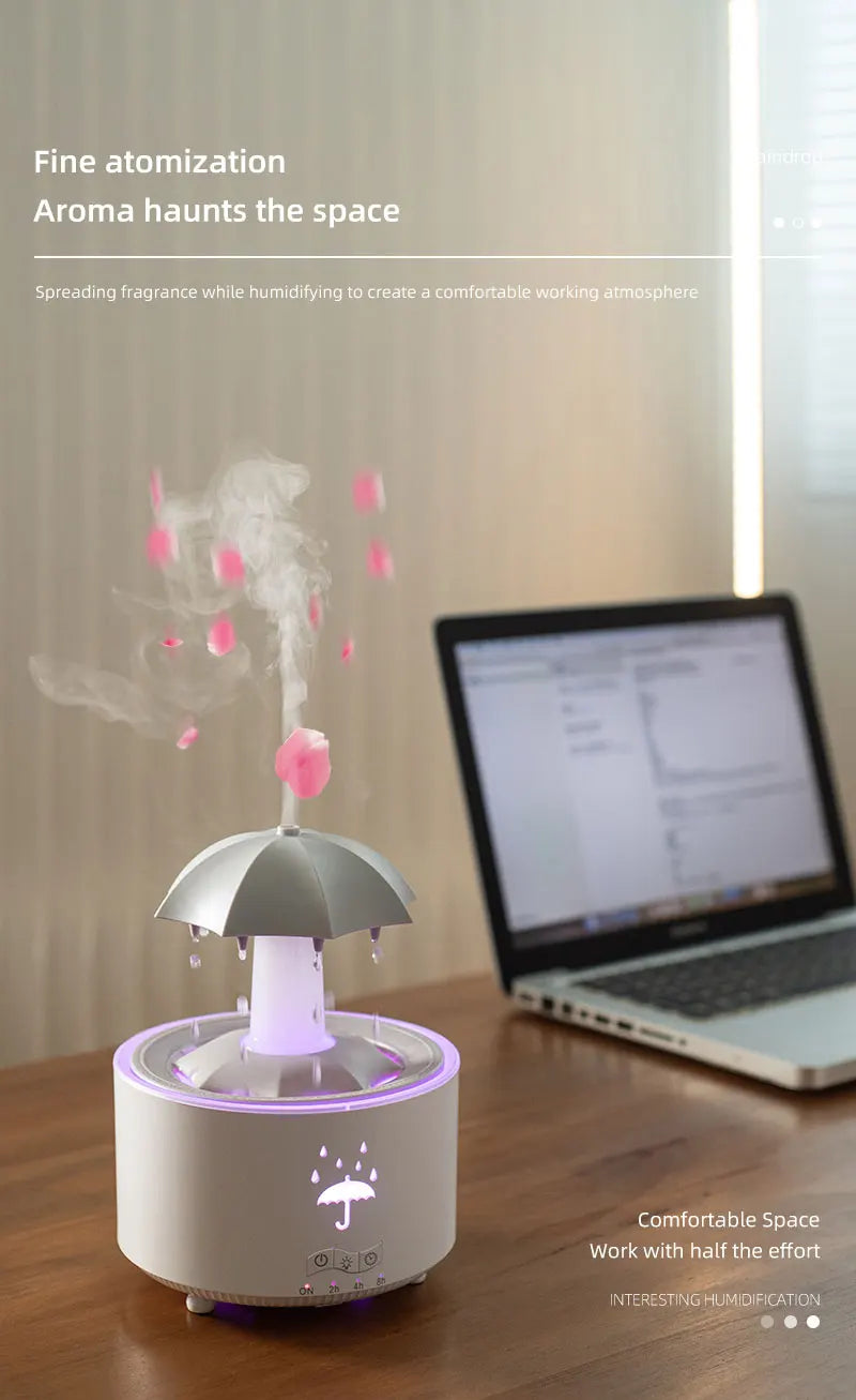 Humidificateur d'air créatif en forme de goutte d'eau avec lumière colorée et diffuseur d'huiles essentielles et d'arômes en forme de goutte d'eau. Humidificateur d'aromathérapie.