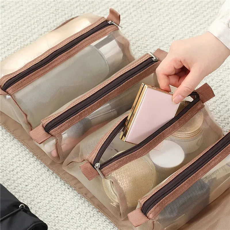 Abnehmbare Kosmetiktasche, tragbar, große Kapazität, 4-in-1-Make-up-Taschen, tragbar, faltbar, Reise-Kosmetik-Aufbewahrungs-Kulturtasche