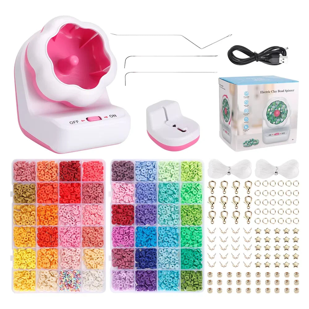 Perlenbespannungsmaschine, Spinner für Armbänder, Geschenk für Mädchen, Ton für elektrisch, mit Nadel- und Fadenarmbändern, Halsketten