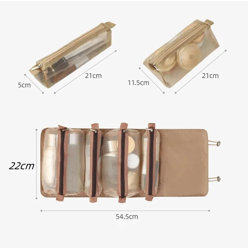 Abnehmbare Kosmetiktasche, tragbar, große Kapazität, 4-in-1-Make-up-Taschen, tragbar, faltbar, Reise-Kosmetik-Aufbewahrungs-Kulturtasche