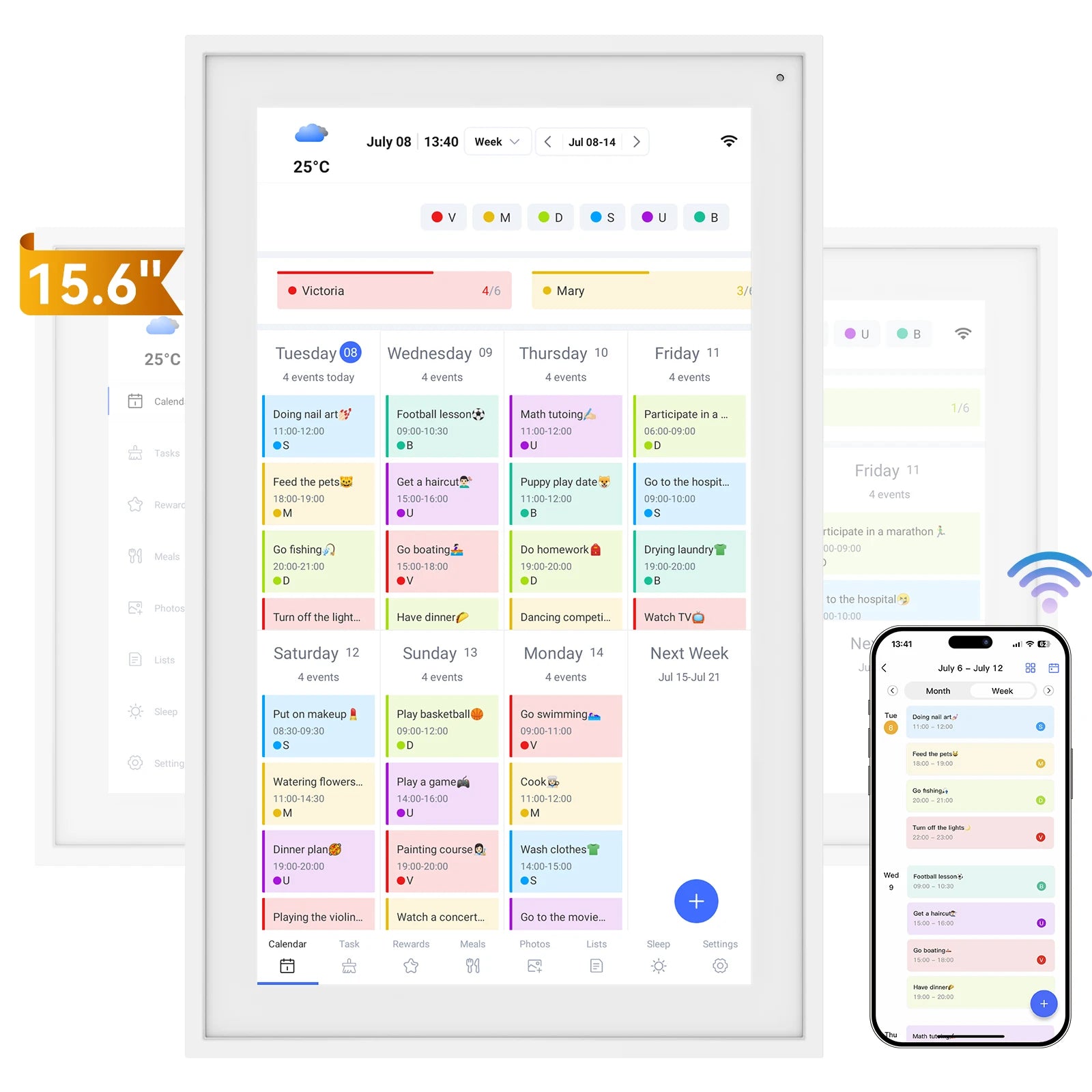 TABWEE P15 15,6 Zoll digitaler Kalender mit Aufgabenplan, intelligenter elektronischer Wand-Touchscreen-Kalender für interaktive Familienpläne,