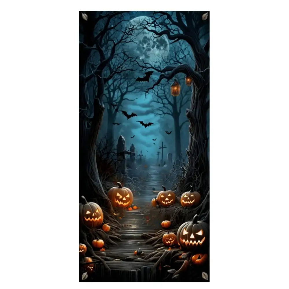 Event-Banner, bunter Druck, Kürbis-Laternen-Banner, Kürbis-Banner, Halloween-Party, Feiertagsfeier, gruselige Tür-Banner-Abdeckung