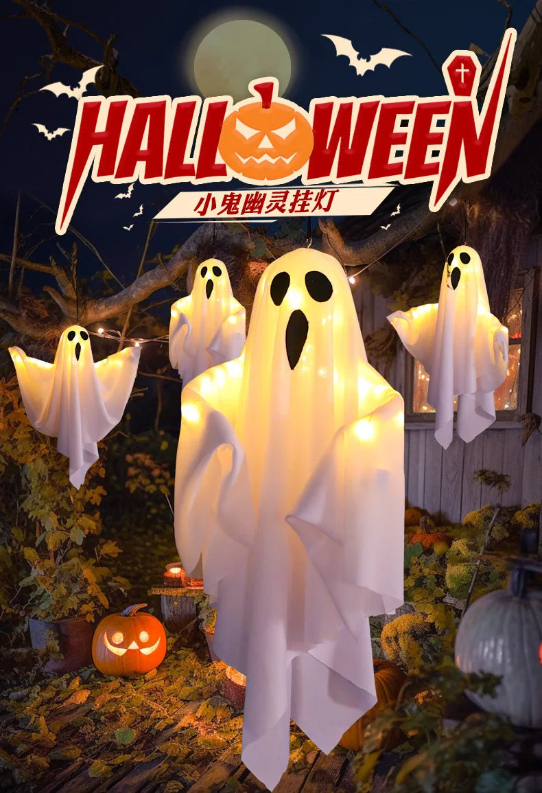 Halloween Party LED Glow, Ghost Home Indoor Outdoor Dekoration, Lieferungen 2024, Spukhaus Bar Hängende Horror Requisiten mit Lichtern