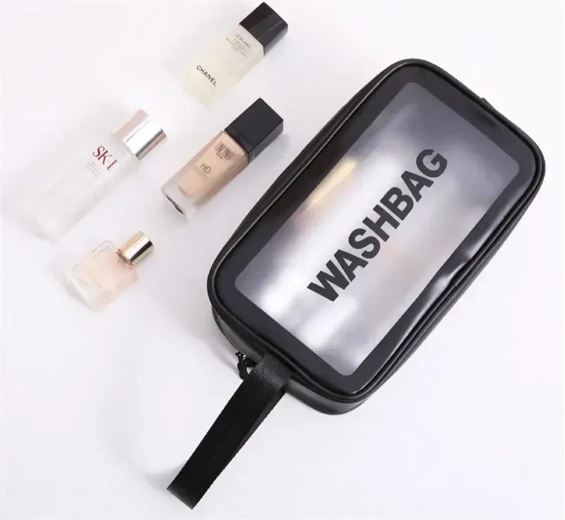 Wasserdichte tragbare Reise-Kulturtasche für Damen, transparent, Make-up-Aufbewahrungstasche, große Kapazität, Kosmetik-Organizer, Schönheitstasche für Damen
