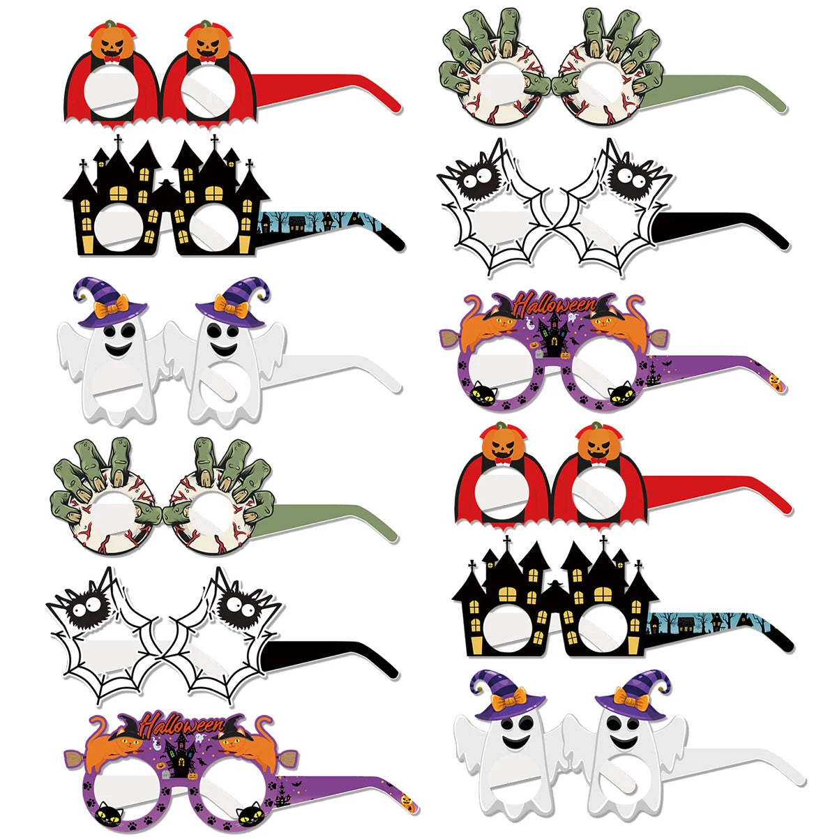 6/12 Stück Halloween-Thema-Party-Papiergläser, Kürbis,-Spinne-Fledermaus-Gläser, Cosplay-Foto-Requisiten, Halloween-Party-Dekoration
