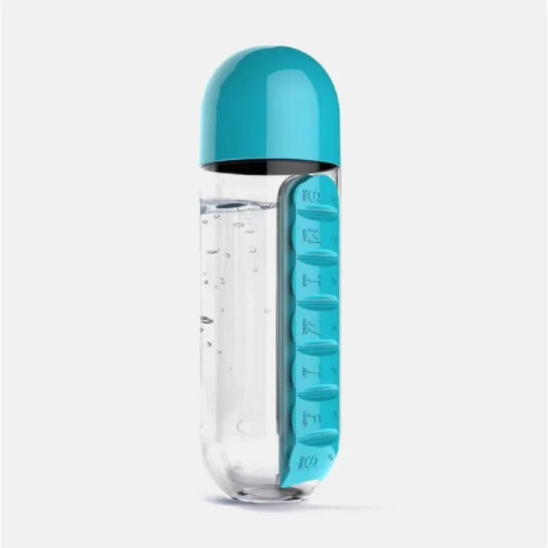 2 in 1, 600 ml 7 Fächer Medizinbox Wasserbecher