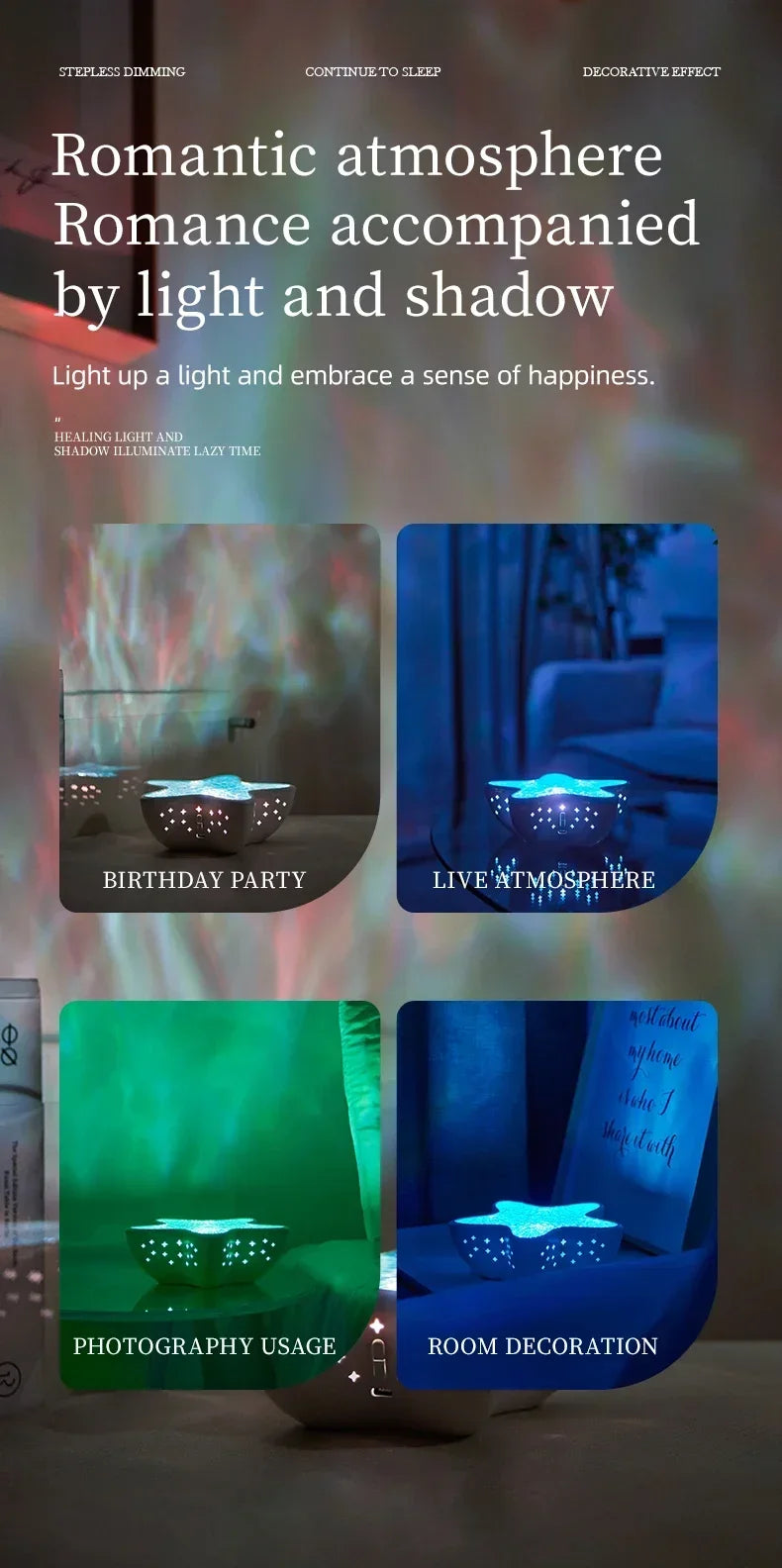 Seestern LED Tisch Lampe Aurora Projektor Lampe Starry Sky Nordlicht Nacht Lampen Schlafzimmer Dekoration Atmosphäre Nacht Licht