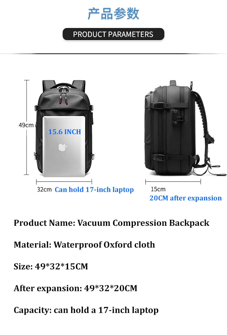 17 Zoll Laptop-Rucksack, Vakuum-Kompressions-Rucksack