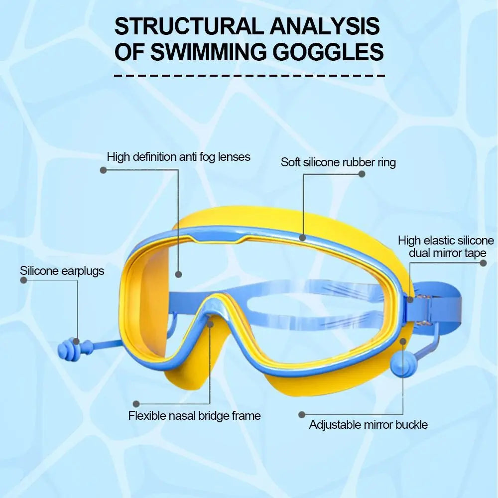 Schwimmbrille für Kinder im Alter von 3–15 Jahren, beschlagfrei, auslaufsicher, transparent, für Jungen und Mädchen, für Pool und Strand