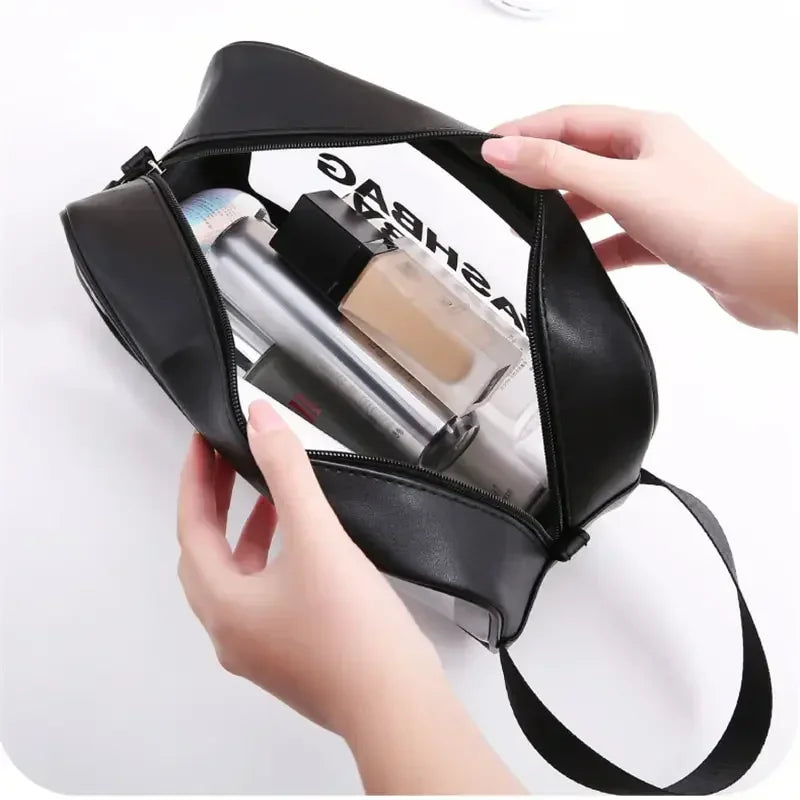 Wasserdichte tragbare Reise-Kulturtasche für Damen, transparent, Make-up-Aufbewahrungstasche, große Kapazität, Kosmetik-Organizer, Schönheitstasche für Damen