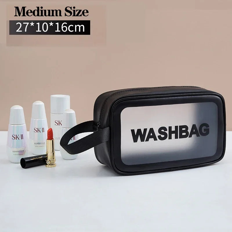Wasserdichte tragbare Reise-Kulturtasche für Damen, transparent, Make-up-Aufbewahrungstasche, große Kapazität, Kosmetik-Organizer, Schönheitstasche für Damen