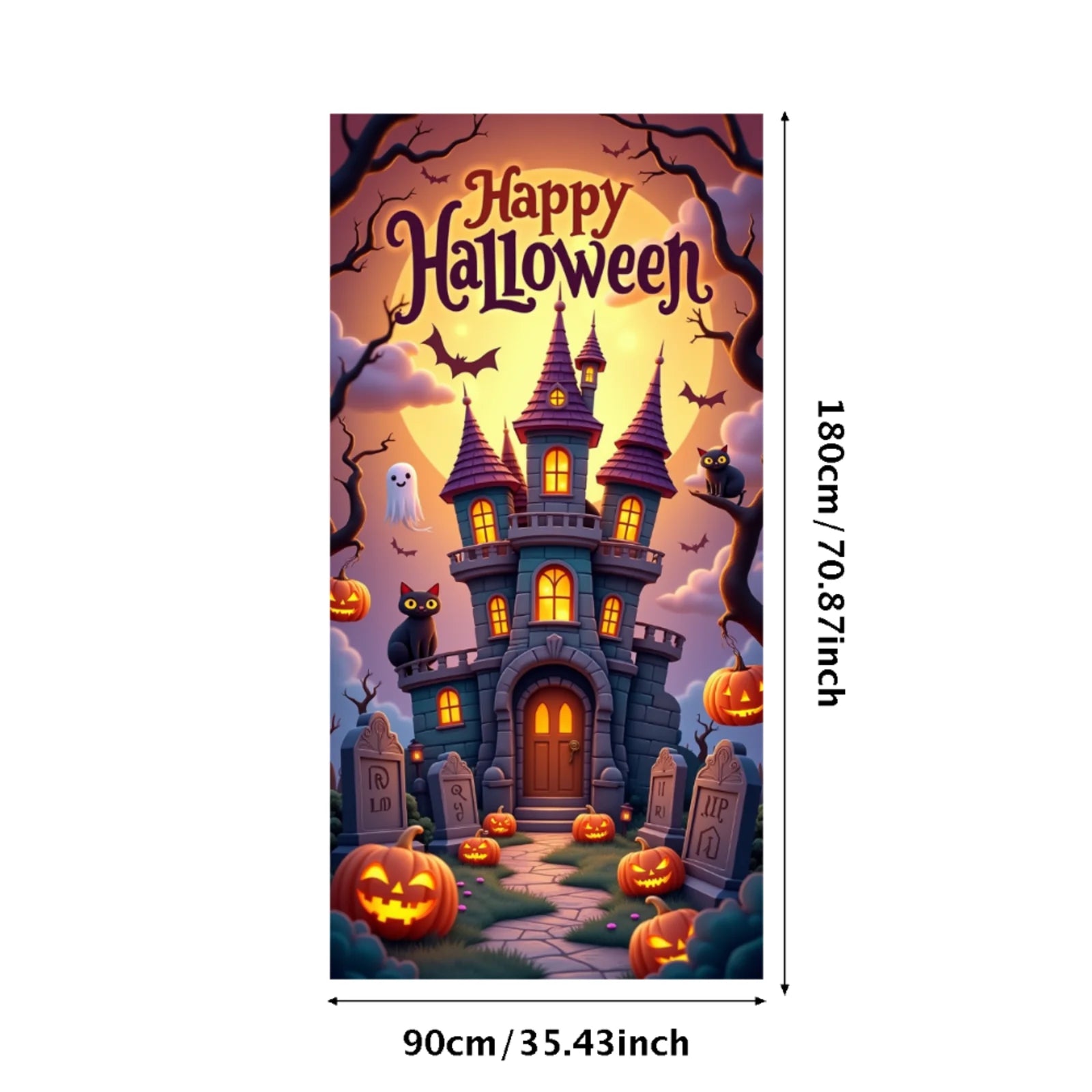 Event-Banner, bunter Druck, Kürbis-Laternen-Banner, Kürbis-Banner, Halloween-Party, Feiertagsfeier, gruselige Tür-Banner-Abdeckung