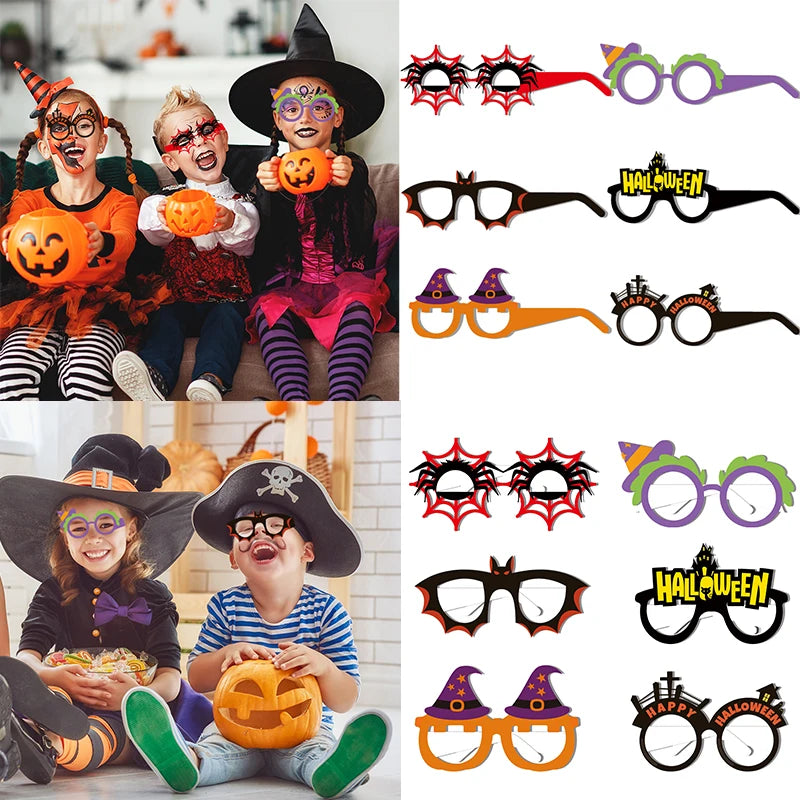 6/12 Stück Halloween-Thema-Party-Papiergläser, Kürbis,-Spinne-Fledermaus-Gläser, Cosplay-Foto-Requisiten, Halloween-Party-Dekoration