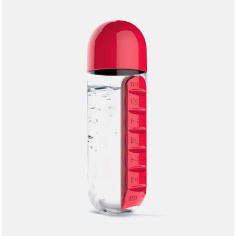 2 in 1, 600 ml 7 Fächer Medizinbox Wasserbecher